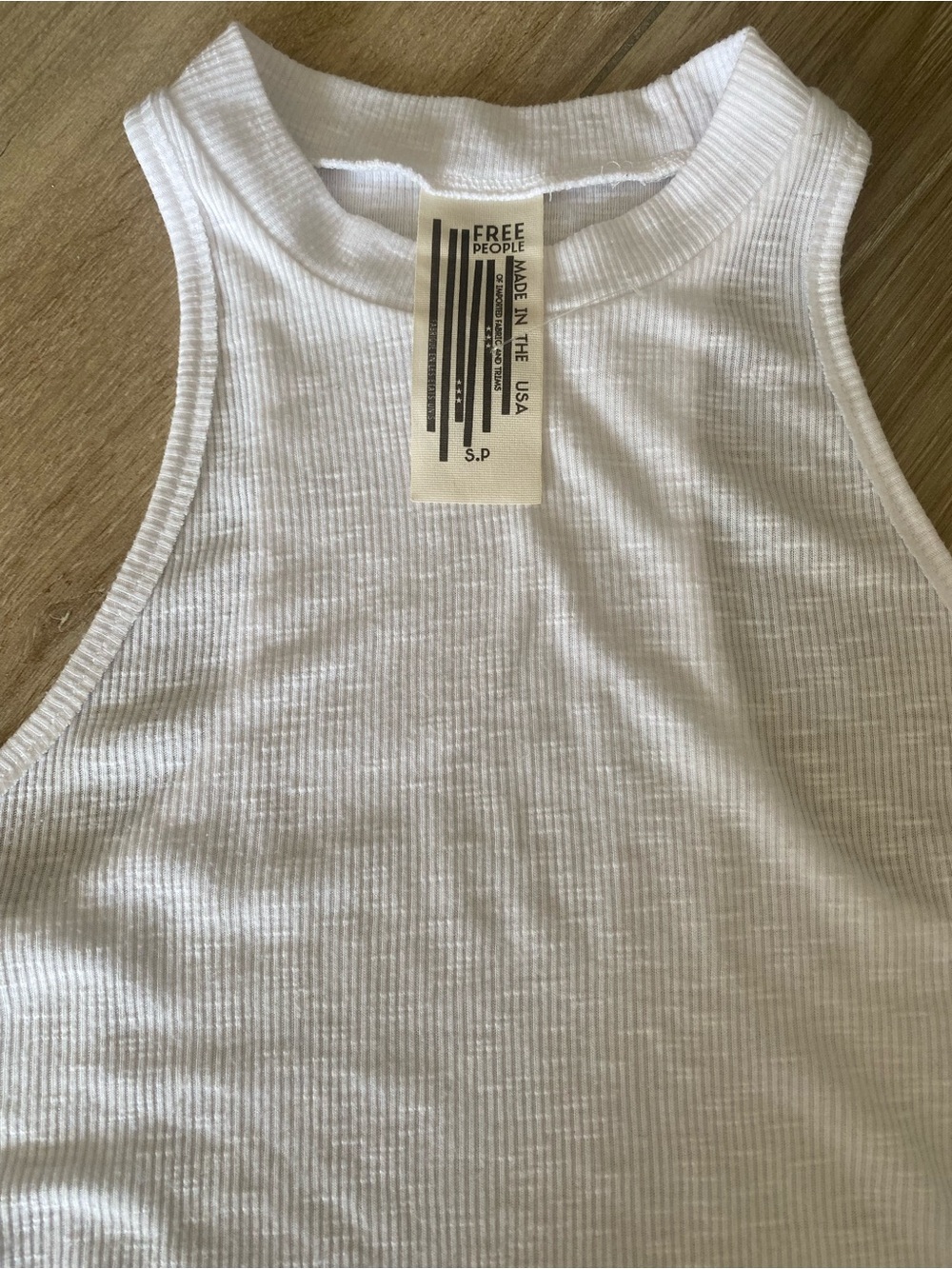 Free People Size Small White Ribbed Racerback Swing Tank - Picture 2 of 7